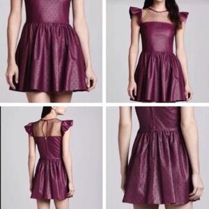 RED Valentino Genuine Leather & Lace Mini Dress